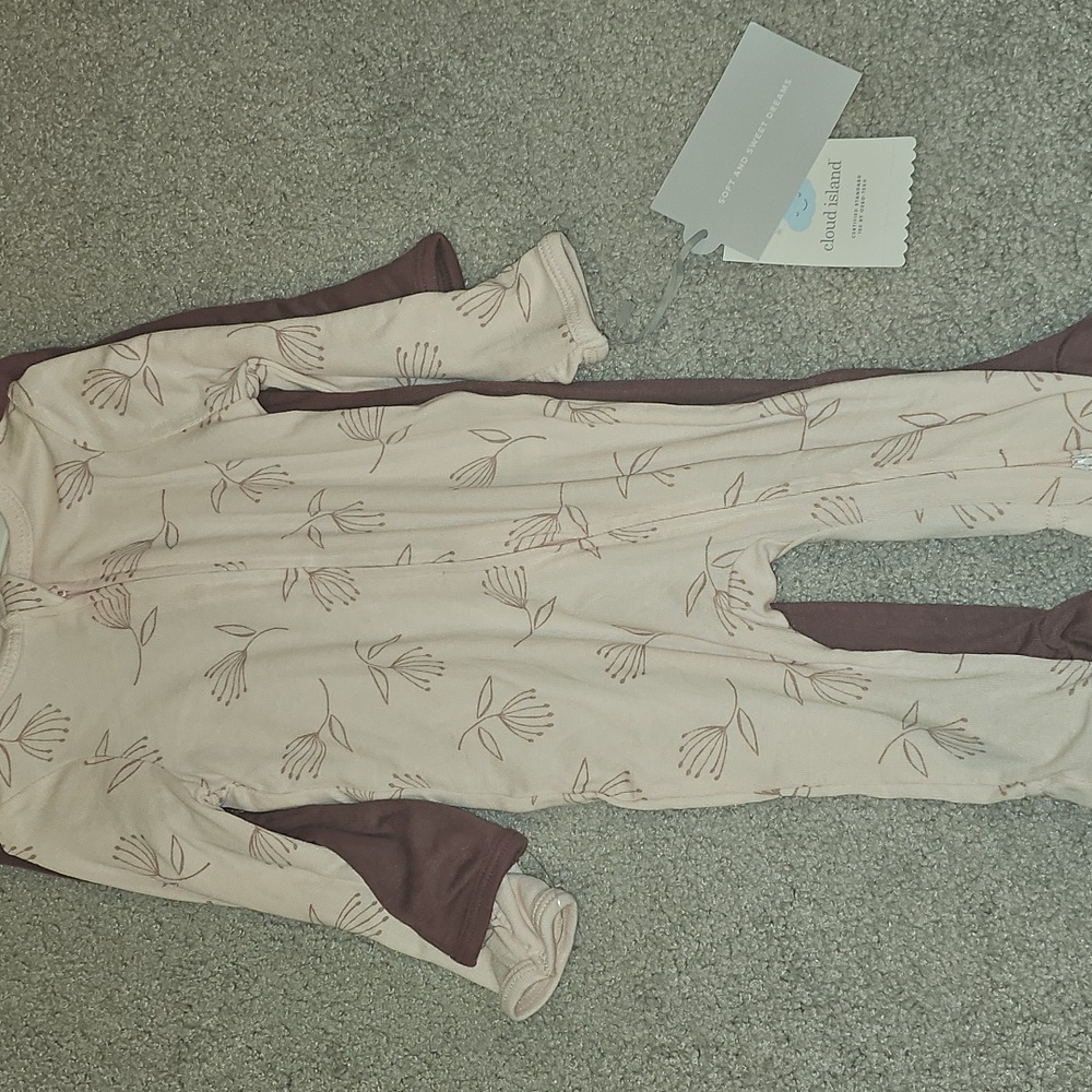 Cloud Island Floral Baby Pajama Set in Pink and Maroon